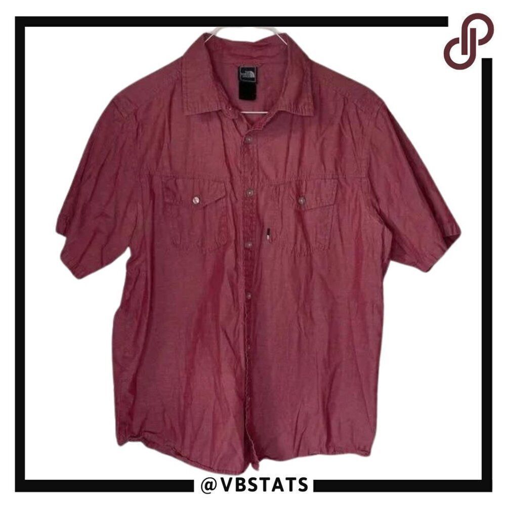 The North Face Large Red-Wine Short Sleeve Button Down Shirt